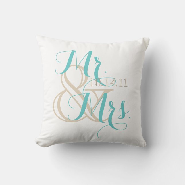 Coussin M. et Mme avec Mariage Date (Recto)