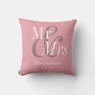 Coussin M. et Mme Blush Pinkt Cadeau Mariage moderne