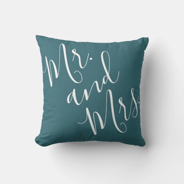 Coussin M. et Mme Calligraphy Peacock Blue (Turquoise, Aqu (Recto)