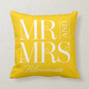 Coussin M. et Mme Custom Wedding Throw Pillow
