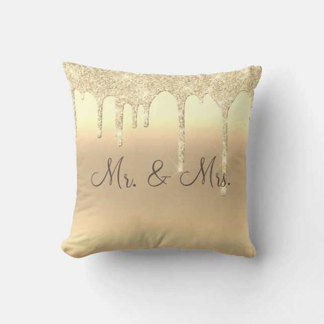 Coussin M. & Mme Gold Parties scintillant Mariage Keepsaké (Recto)
