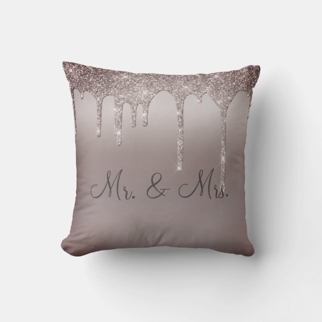 Coussin M. & Mme Parties scintillant Mariage Keepsaké Élég (Recto)
