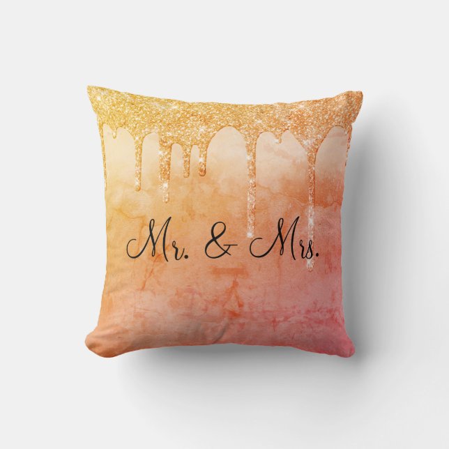 Coussin M. & Mme Parties scintillant Mariage Keepsaké Eleg (Recto)