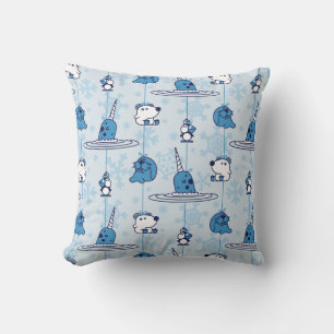 Coussin M. Narwhal Blue Snowflake Motif