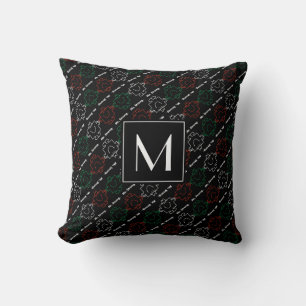 Coussin M. Strong   Motif Rouge, Blanc & Vert   Monogramme
