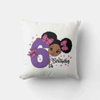 Coussin Ma 6e fille Anniversaire Afro Hair Parties scintil