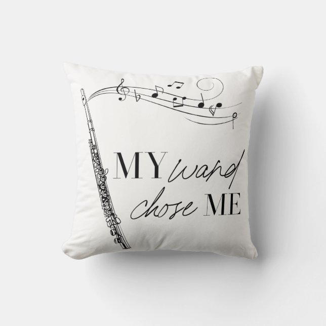 Coussin Ma baguette M'a choisie Flûte Typographie noir & b (Recto)