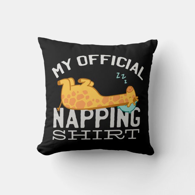 Coussin Ma chemise de sieste officielle - Giraffe endormie (Recto)