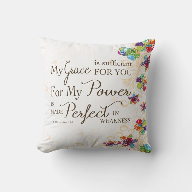 Coussin Ma grâce est suffisante pour vous (Recto)