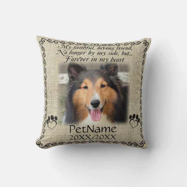 Coussin Ma toile de jute de coutume de sympathie d'animal (Recto)