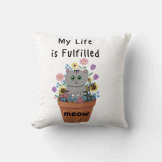 Coussin Ma vie de chat est épanouie