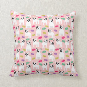 Coussin Macaron de Bulldog à la française, mignon coussi