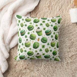 Coussin Macaron et trèfle aquarelle de la Saint-Patrick