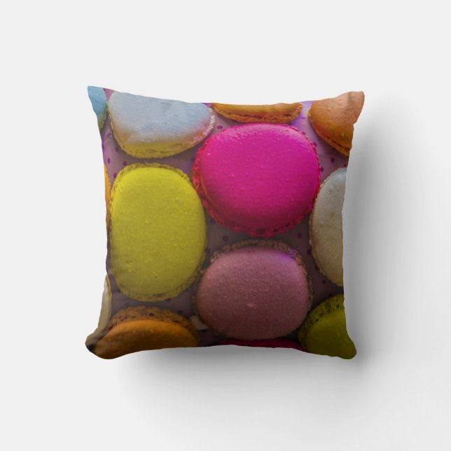 Coussin Macarons colorés Dessert Cuit Savoureux (Recto)