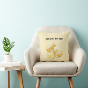 Coussin Macarons Jaune Citron
