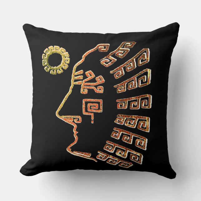 Coussin Machu Picchu moderne et élégant dessin en noir (Recto)