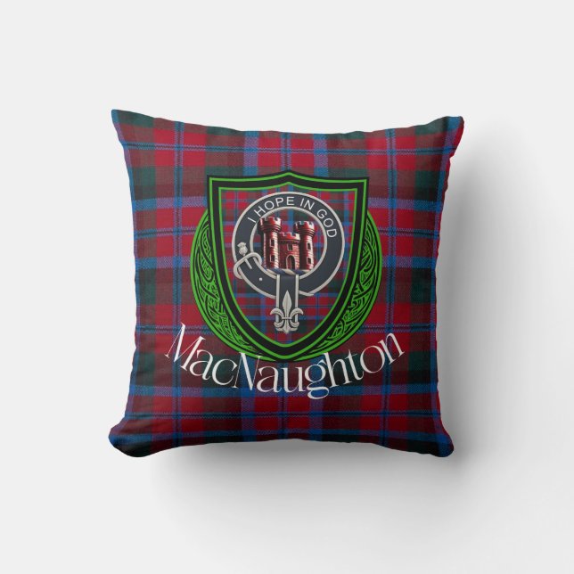 Coussin MacNaughton Scottish Clan Tartan & Crest (Recto)