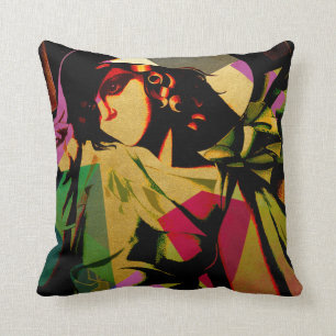 Coussin Madame d'art déco, carreau 16" x 16"