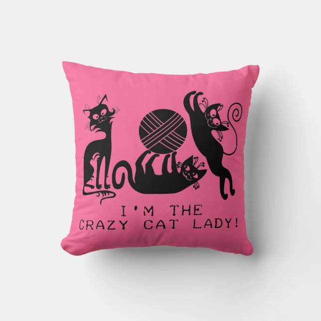 Coussin Madame folle de chat (Recto)