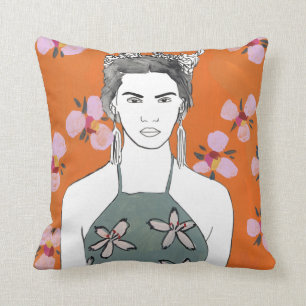 Coussin Madame rose de fleur - orange
