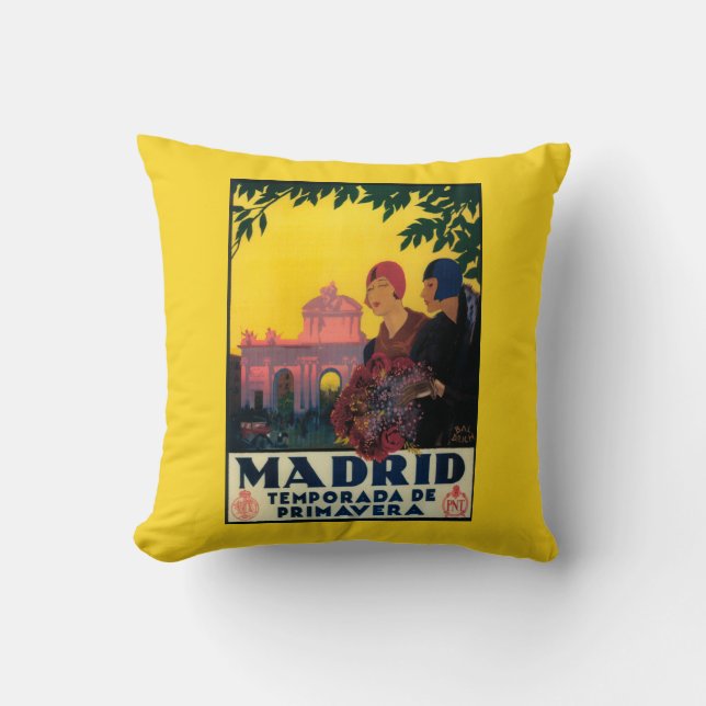 Coussin Madrid en affiche promotionnelle de voyage de (Recto)