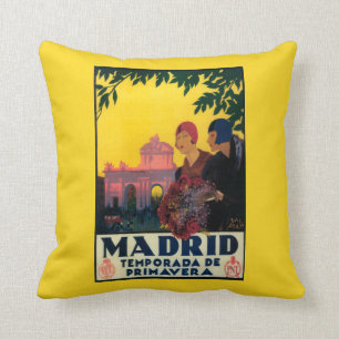 Coussin Madrid en affiche promotionnelle de voyage de