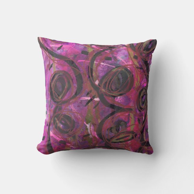 Coussin Magenta, noir et remous d'or (Recto)