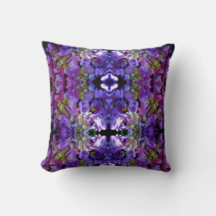 Coussin Magenta Purple bleu jaune Hydrangeas fleurs
