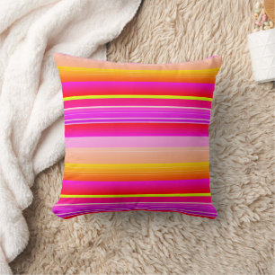 Coussin Magenta rose jaune vif rayé