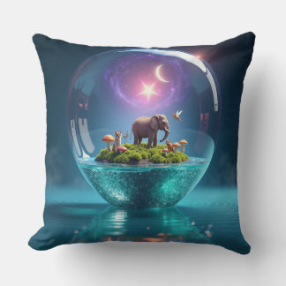 Coussin Magical Elephant in a Cosmic Glass Sphere"