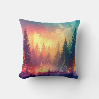 Coussin Magical fantasy forest with shining Christmas ligh