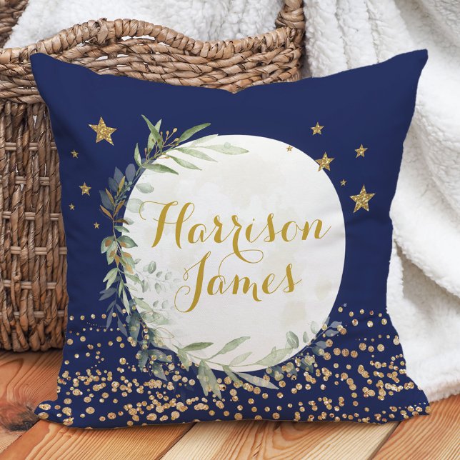 Coussin Magical Moon & Stars Marine Gold Baby Boy Nursery (Créateur téléchargé)