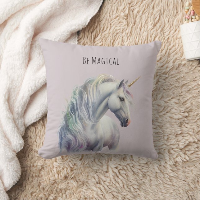 Coussin Magical White Gold Horn Unicorn  (Couverture)
