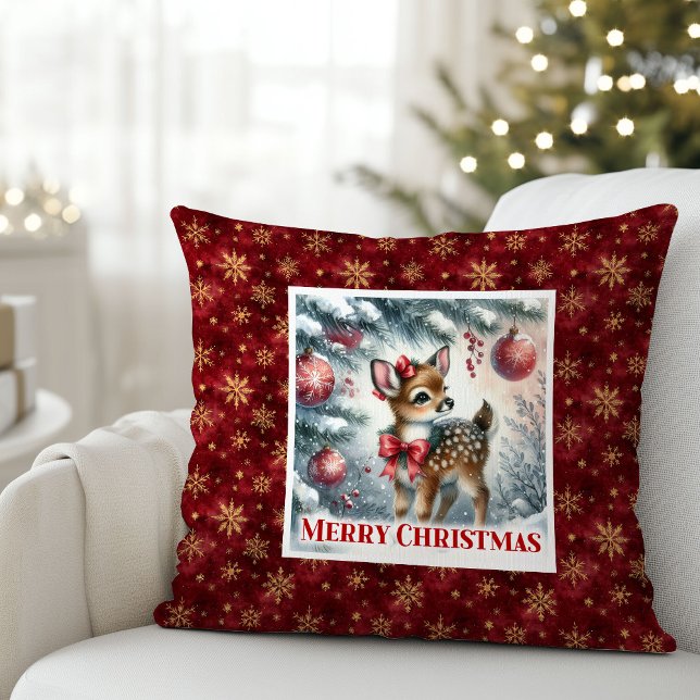 Coussin Magical Winter Deer Soft Forest Gift Christmas  (Magical Winter Deer Soft Forest Gift Christmas pillow)
