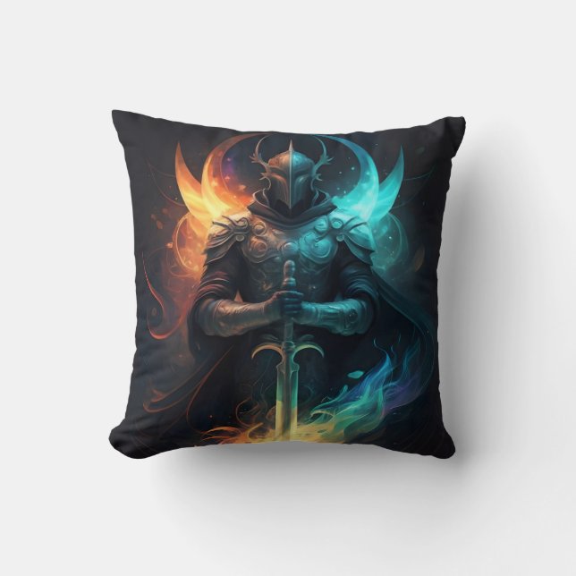 Coussin Magie elfe : Chevalier avec épée enchantée (Recto)