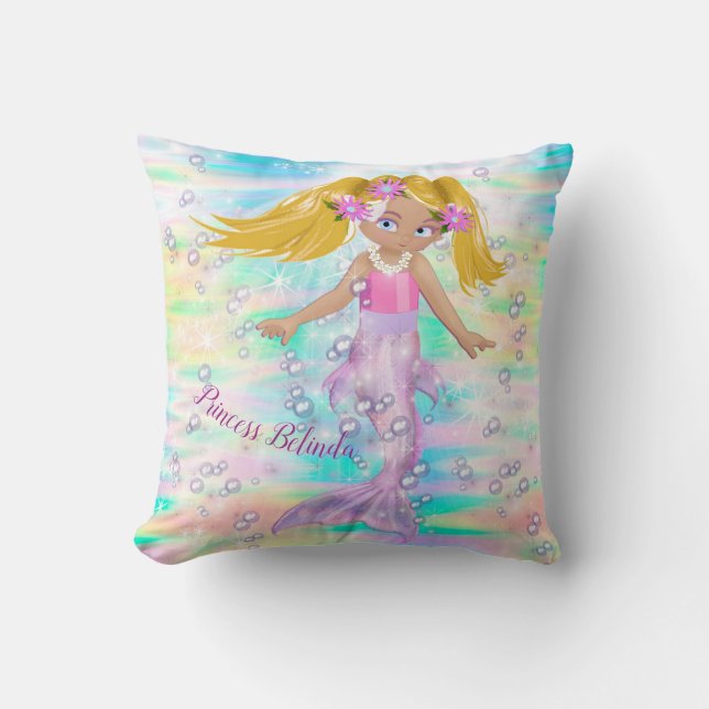 Coussin Magique Rainbow Bubbles & Baby Girl Mermaids (Recto)
