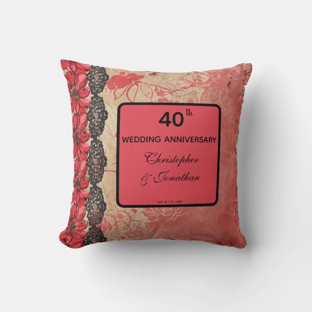 Coussin Magnifique boutique de dentelle 40ème anniversaire (Recto)