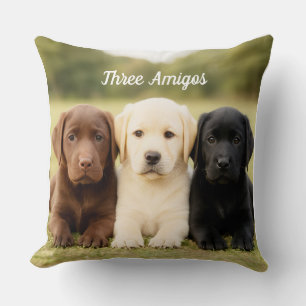 Coussin Magnifique Labrador Trio Chiot Personnalisé