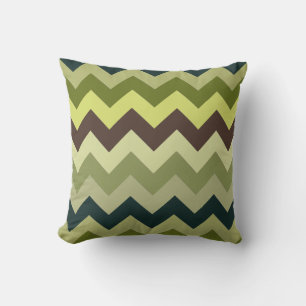 Coussin Magnifique motif chevron vert et marron