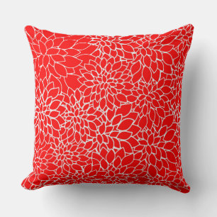 Coussin Magnifique motif de dahlia blanc classique et chic