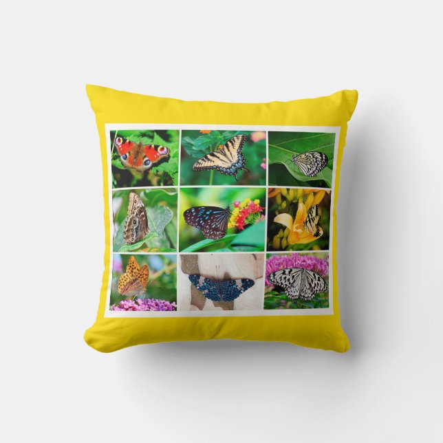 Coussin Magnifique Papillons Collage, 9 Photos (Recto)