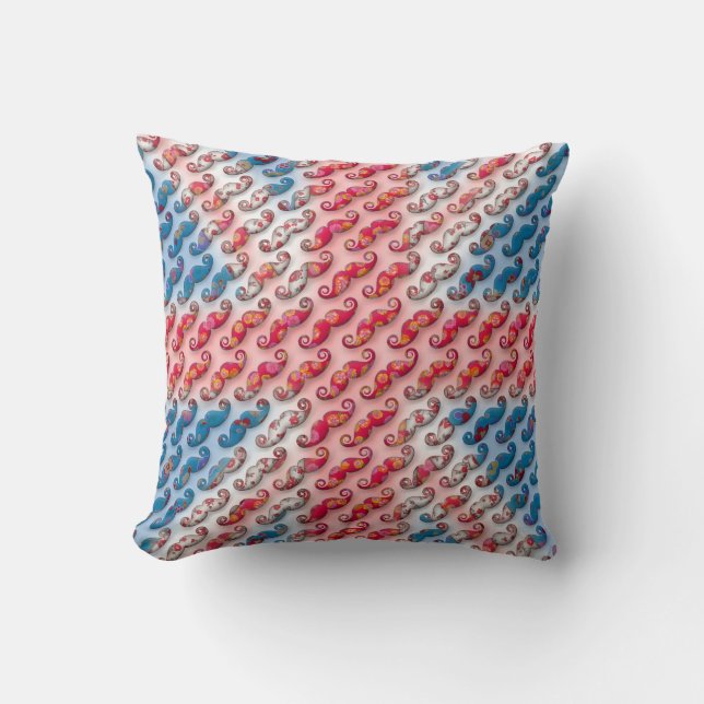 Coussin Magnifique petite moustache florale motif drapeau  (Recto)