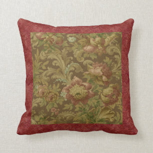 Coussin Magnifique Vieux Monde Antique Floral Faux Texture