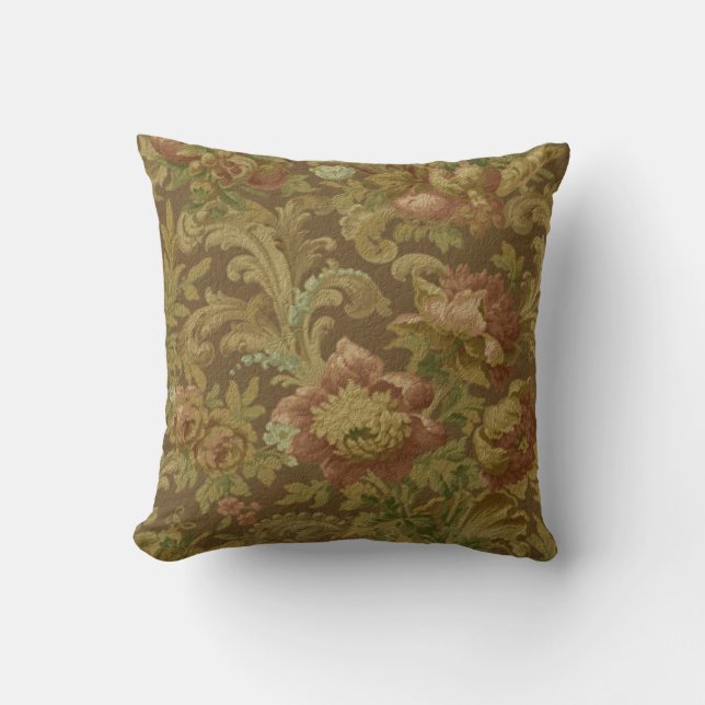 Coussin Magnifique Vieux Monde Antique Floral Faux Texture (Recto)