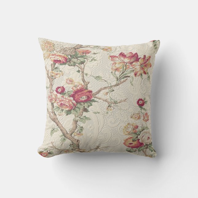 Coussin Magnifique Vieux Monde Antique Floral Faux Texture (Recto)