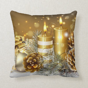 Coussin Magnifiques cartes de Noël en or, cadeaux
