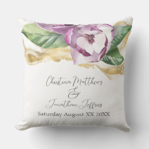 Coussin Magnolia aquarelle romantique