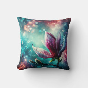 Coussin "Magnolia Ethereal : Les gouttes de pluie sur les