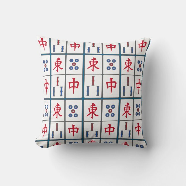Coussin Mahjong Jeu Titres Design (Recto)
