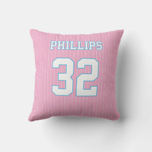 Coussin Maillot Rose Bleu et Blanc de Softball